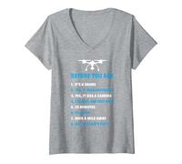 Women's Funny Drone Pilot Funny Quadcopters Drones Quadcopter V-Neck T-Shirt, Heather Grey, XX-Large