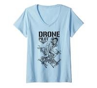 Women's Funny Drone Pilot Quadcopter Flyer Aviation G light V-Neck T-Shirt