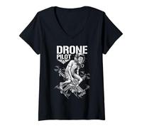 Women's Funny Drone Pilot Quadcopter Flyer Aviation G light V-Neck T-Shirt