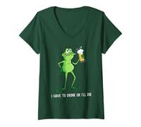 Women's Funny Drunk Frog I Have to Drink Or Ill Die St Patricks V-Neck T-Shirt