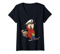 Women's Funny Drunk Parrot Captain Cruise Drinking V-Neck T-Shirt