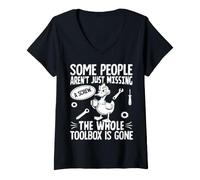 Women's Funny Duck aren't Missing A Screw The Whole Toolbox is Gone V-Neck T-Shirt