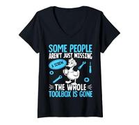 Women's Funny Duck aren't Missing A Screw The Whole Toolbox is Gone V-Neck T-Shirt