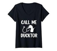 Womens Funny Duck: Call Me Ducktor for Duck Lovers V-Neck T-Shirt
