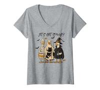 Womens Funny Duck Halloween Costume Shirt Let's Get Spooky Cartoon V-Neck T-Shirt