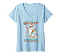 Women's Funny Duck Piss You Off Sarcastic Summer Quote V-Neck T-Shirt