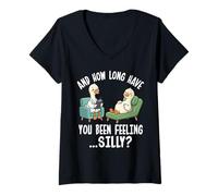 Women's Funny Duck Psychologist Quote and How Long Have You Been V-Neck T-Shirt