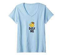 Womens Funny Duckin' Around, Cool Rubber yellow Duck Humor, duck me V-Neck T-Shirt