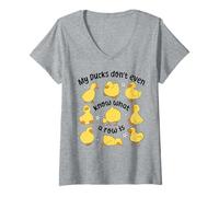 Womens Funny Ducks in a Row Farm Animals Humor Humorous Ducks V-Neck T-Shirt