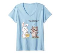 Women's Funny Easter Bunny Raccoon Allegedly Chocolate Thief Humor V-Neck T-Shirt