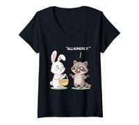 Women's Funny Easter Bunny Raccoon Allegedly Chocolate Thief Humor V-Neck T-Shirt