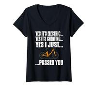 Womens Funny Electric Bike Rider Passed You Joke V-Neck T-Shirt
