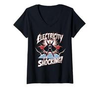 Womens Funny Electricity Superhero Meme Design V-Neck T-Shirt