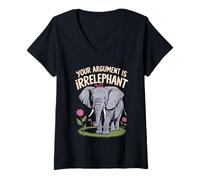 Womens Funny Elephant Pun Your Argument is Irrelephant V-Neck T-Shirt