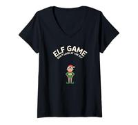 Women's Funny Elf Game Don’t Look at The Elf Xmas Ugly Christmas V-Neck T-Shirt