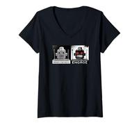 Women's Funny Emotional Robot, Mood Swings Engage V-Neck T-Shirt