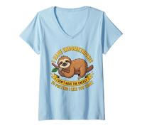 Women's Funny Endometriosis Warrior Sloth Endo Awareness V-Neck T-Shirt