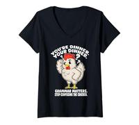 Women's Funny English Teacher Grammar Matters Stop Scaring Chickens V-Neck T-Shirt