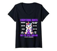 Women's Funny Epilepsy Warrior Epilepsy Awareness V-Neck T-Shirt
