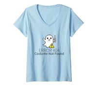 Women's Funny Error 404 Costume Not Found Halloween Tech Ghost V-Neck T-Shirt