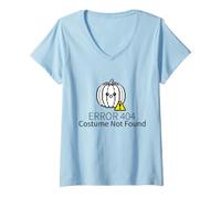 Women's Funny Error 404 Costume Not Found Halloween Tech Pumpkin V-Neck T-Shirt