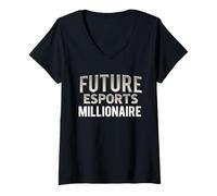 Womens Funny eSports Gifts For Gamers Future eSports Millionaire V-Neck T-Shirt