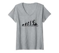 Womens Funny Evolution to Death Silhouette V-Neck T-Shirt