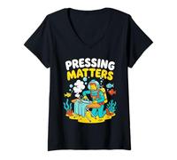 Women's Funny Extreme Ironing Scuba Diver Pressing Matters V-Neck T-Shirt