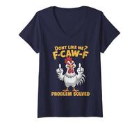 Womens Funny F-CAW-F Meme Crow I'm A Delight Rooster Coffee Gag V-Neck T-Shirt