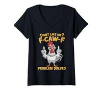 Womens Funny F-Caw-F Meme Crow I'm A Delight Rooster Coffee Gag V-Neck T-Shirt