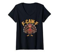 Womens Funny F-CAW-F Turkey Meme Thanksgiving Chaos Coordinator V-Neck T-Shirt