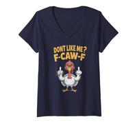 Womens Funny F-CAW-F Turkey Sarcasm Crow I Speak Fluent Farm V-Neck T-Shirt