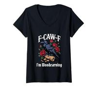 Womens Funny F-Caw-F Woodcarving Gothic V-Neck T-Shirt