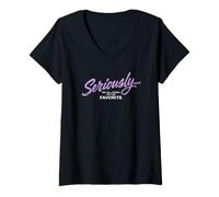 Women's Funny Family Humor About Knowing You are Mom's Favorite V-Neck T-Shirt