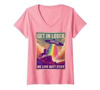 Women's Funny Fantasy Football Losers Club Bikini Trophy Legend V-Neck T-Shirt