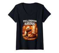 Women's Funny Ferret Tall Enough for Your Shins V-Neck T-Shirt