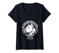 Women's Funny Fila Dog V-Neck T-Shirt