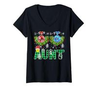 Womens Funny First Xmas As an Aunt Tinsel Tits His and Hers Xmas V-Neck T-Shirt