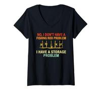 Women's Funny Fishing Rod Fisherman Angler Storage Problem V-Neck T-Shirt