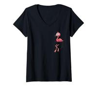 Womens Funny Flamingo In A Pocket - Cute Flamingo Lovers V-Neck T-Shirt