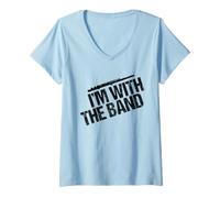 Women's Funny Flute Player I'm with the Band V-Neck T-Shirt