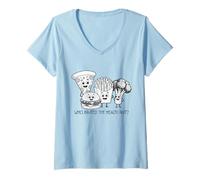 Womens Funny Food Fries Burger Pizza Broccoli Crew V-Neck T-Shirt