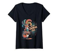 Womens Funny Fox in Show Girl Era Outfit Meme Foxes Women Girls V-Neck T-Shirt