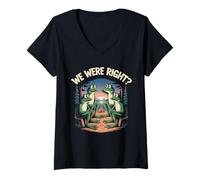 Women's Funny Frog Campfire Conspiracy Humor We were Right V-Neck T-Shirt