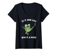 Women's Funny Frog Gen Z Social Battery Health Therapy V-Neck T-Shirt