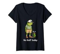 Women's Funny Frog Golfer No Golf Today V-Neck T-Shirt