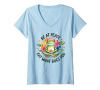 Womens Funny Frog Meditation Quote - Mindful Eating Diet Humor V-Neck T-Shirt