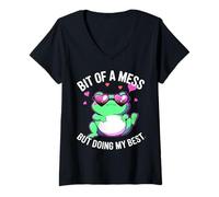 Womens Funny Frog Positive Quote Cute Humor V-Neck T-Shirt
