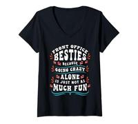 Womens Funny Front Office Bestie Friendship Squad BFF Matching V-Neck T-Shirt
