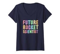 Womens Funny Future Rocket Scientist Science Geek Technology V-Neck T-Shirt